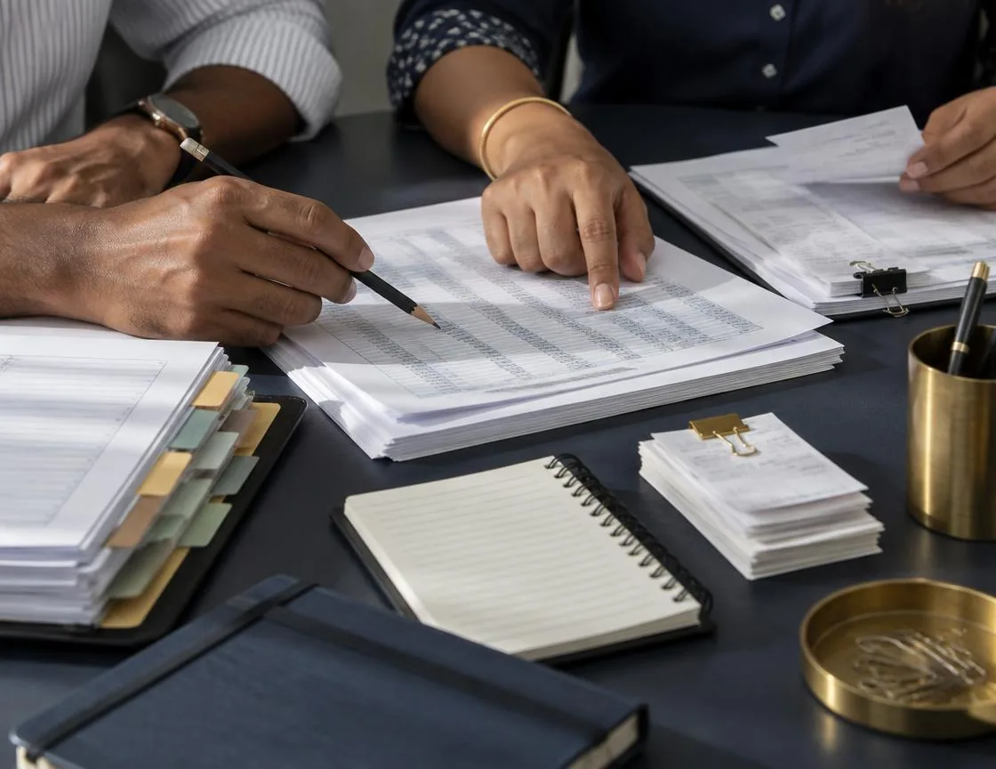 Illustrative accounting reconciliation with organized source documents