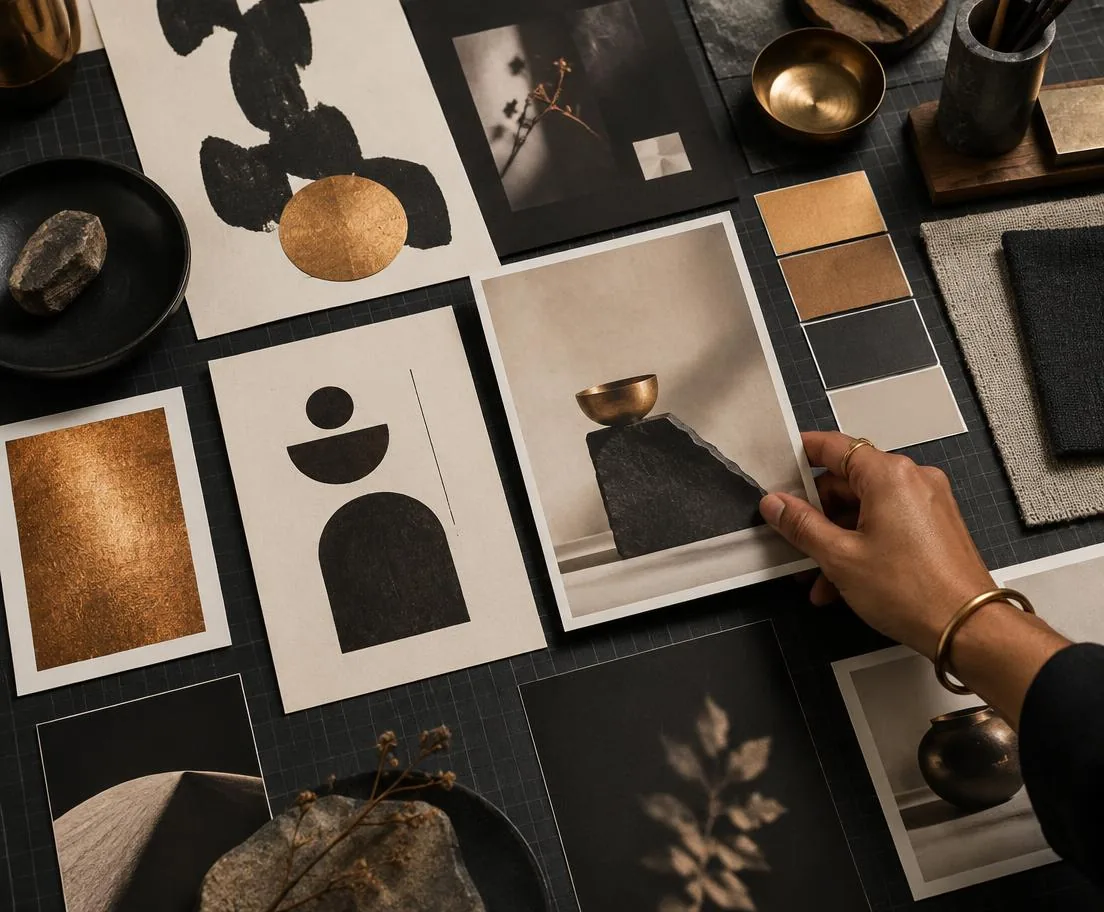 Illustrative brand campaign art direction with print concepts and color studies